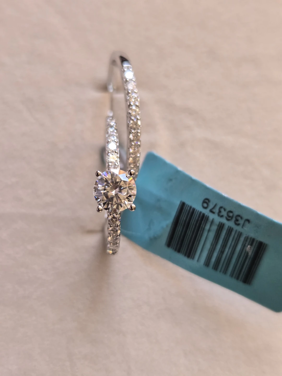 Sterling Silver Moissanite Engagement Ring Set Size 9