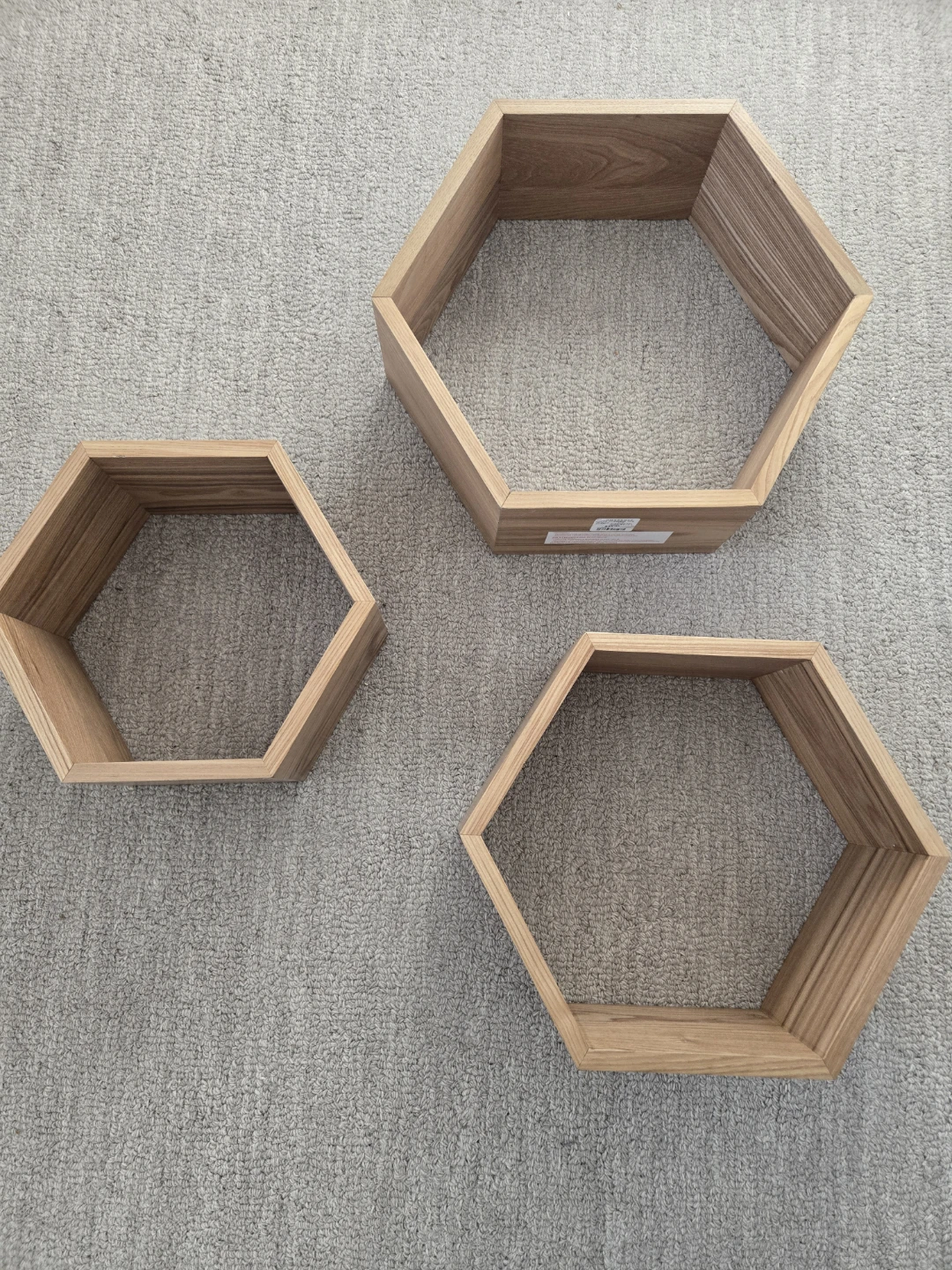 Set of 3 Hexagon Wood Shelves