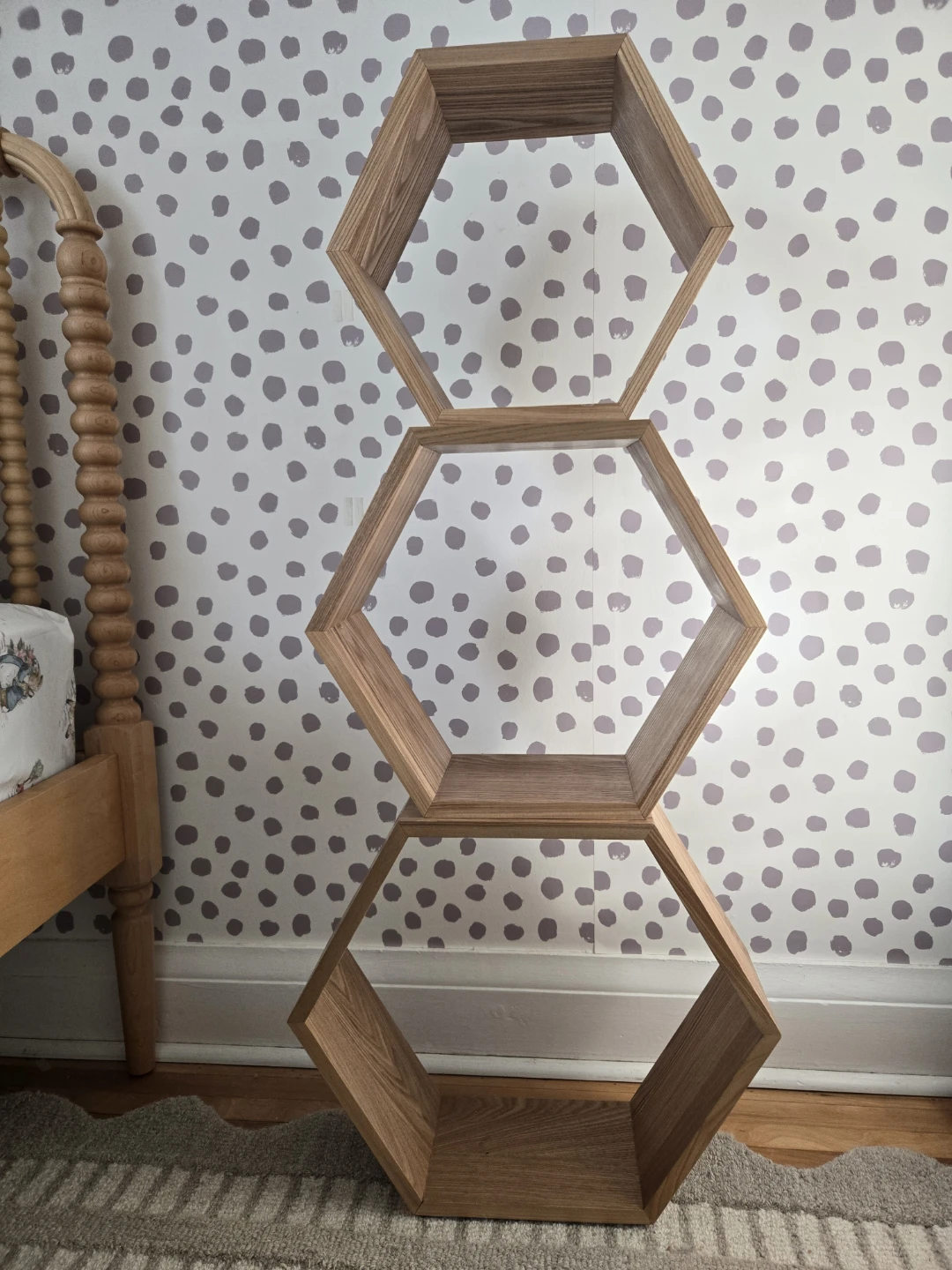 Set of 3 Hexagon Wood Shelves - photo 3