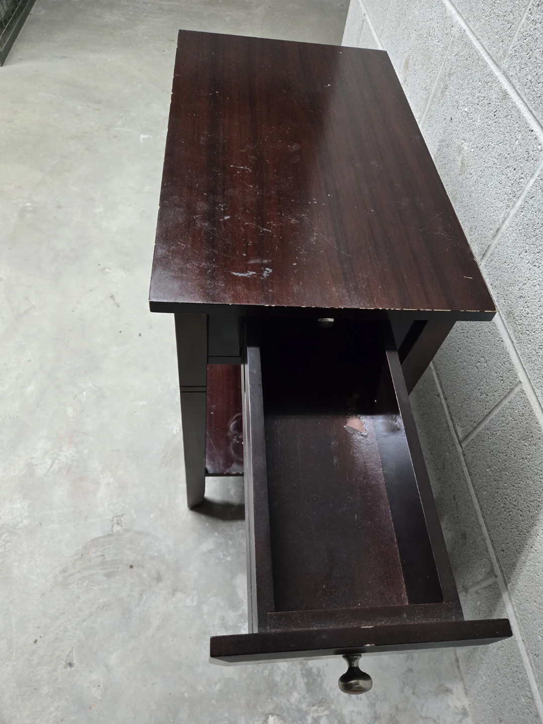 Dark Wood End Table with Drawer and Shelf - photo 3