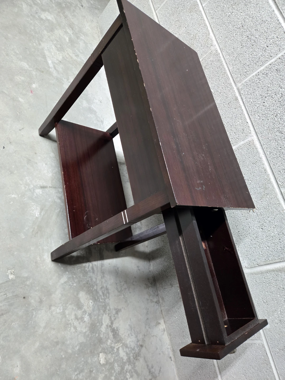 Dark Wood End Table with Drawer and Shelf - photo 4