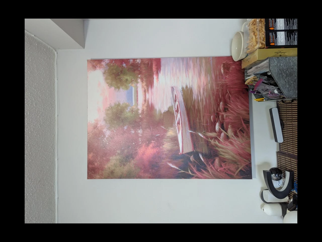 4ft x 3ft Landscape Painting Print of a Boat on a River - photo 2