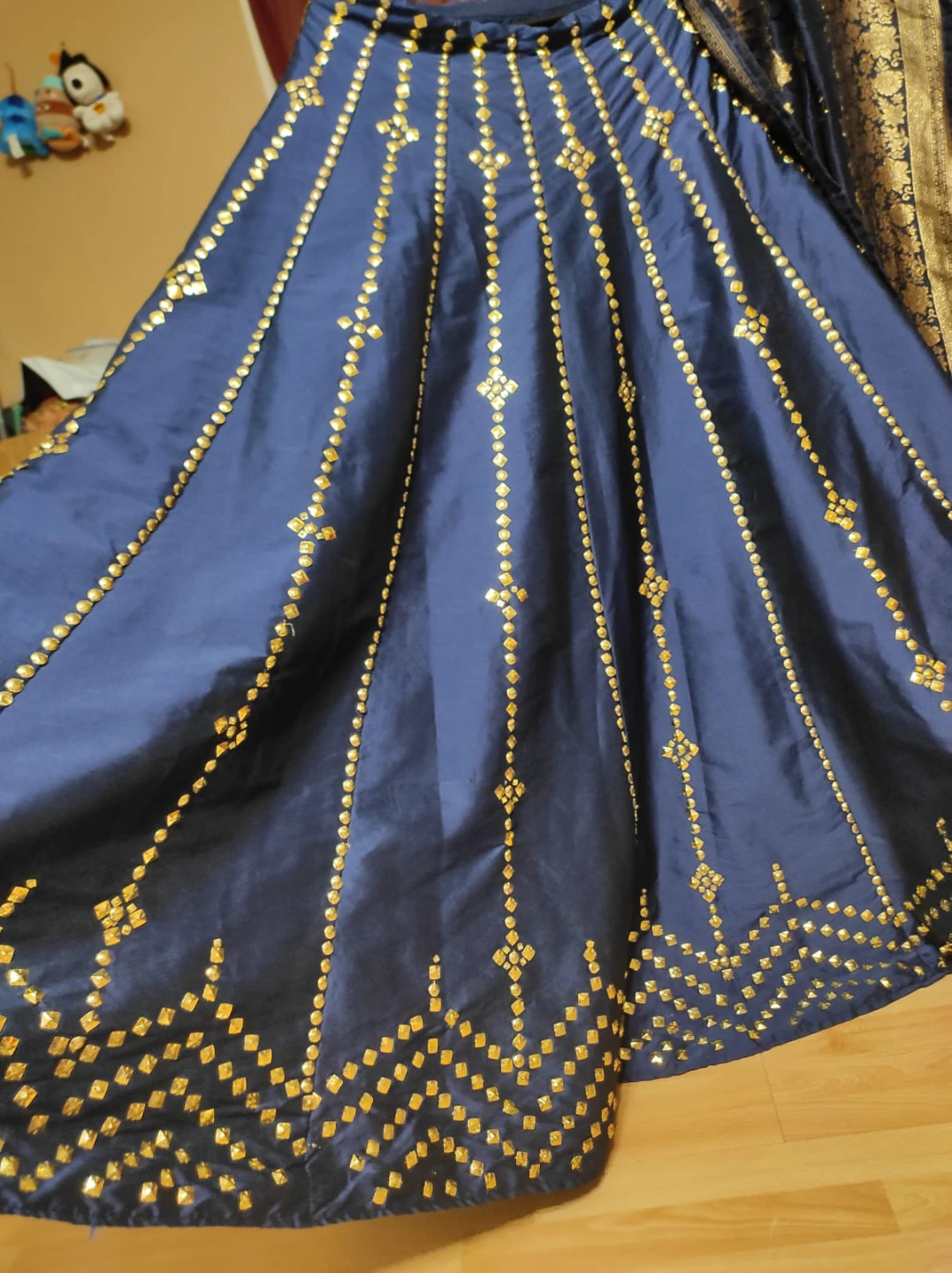 Navy Blue Embroidered Lehenga Choli with Dupatta - photo 2