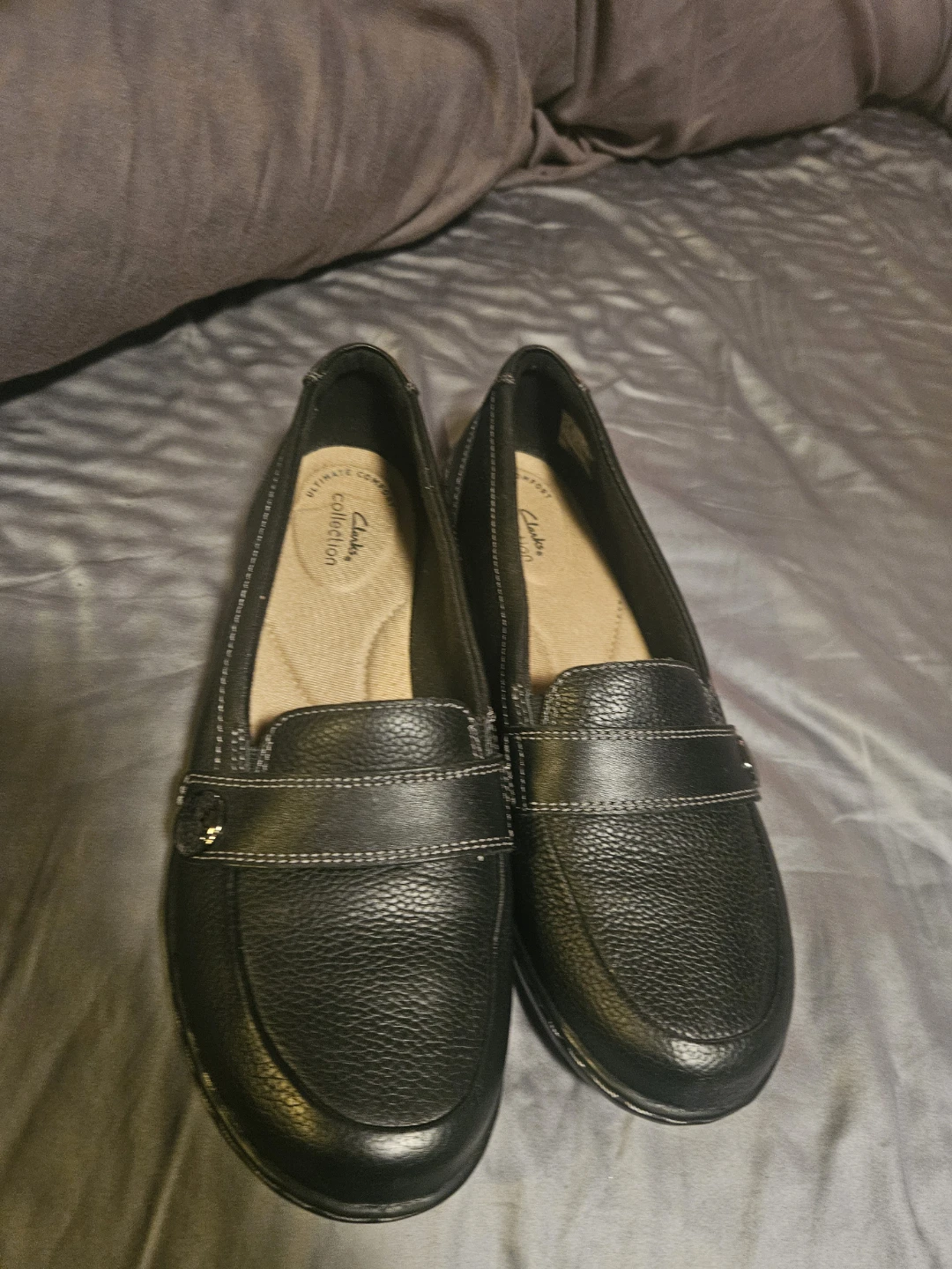Clarks Collection Black Leather Loafers Women's Size US 7