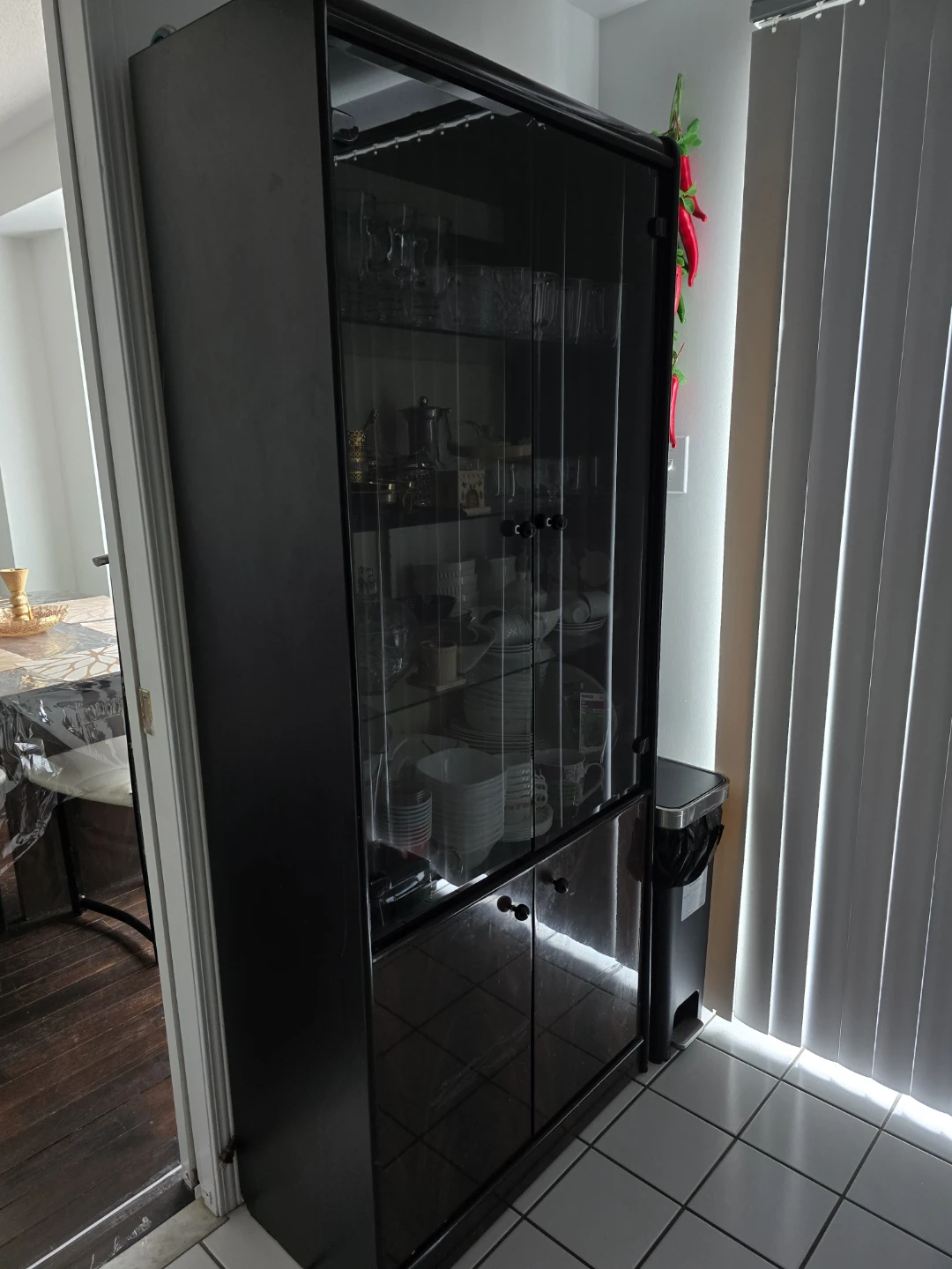 Glass Display Cabinet / China Cabinet – Wood with Glass Shelves