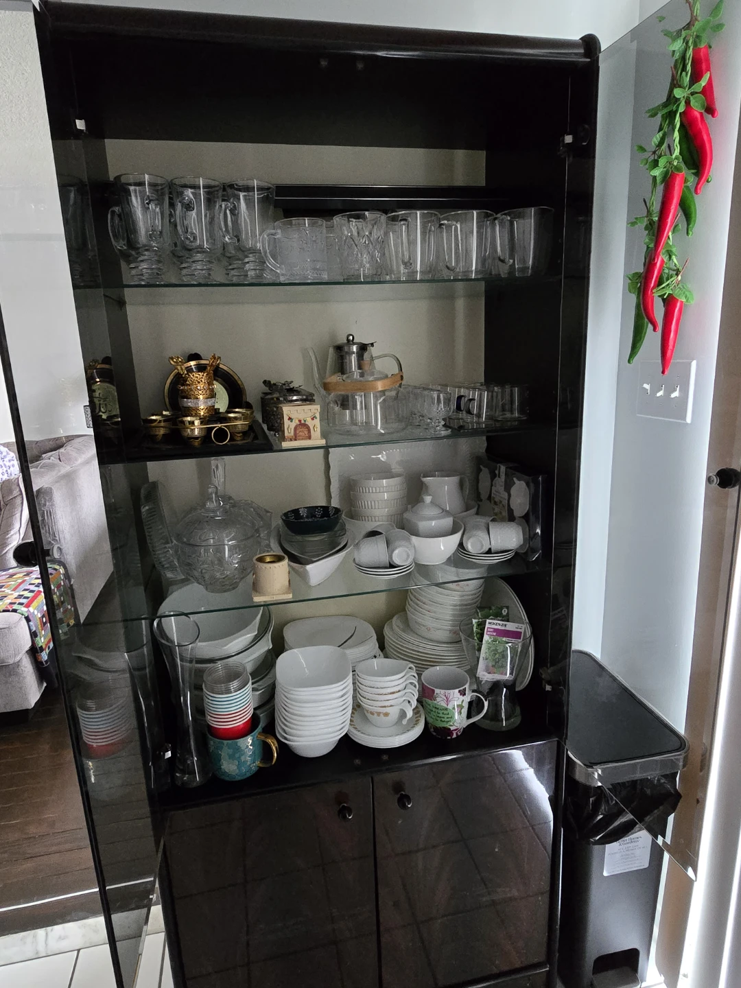 Glass Display Cabinet / China Cabinet – Wood with Glass Shelves - photo 2