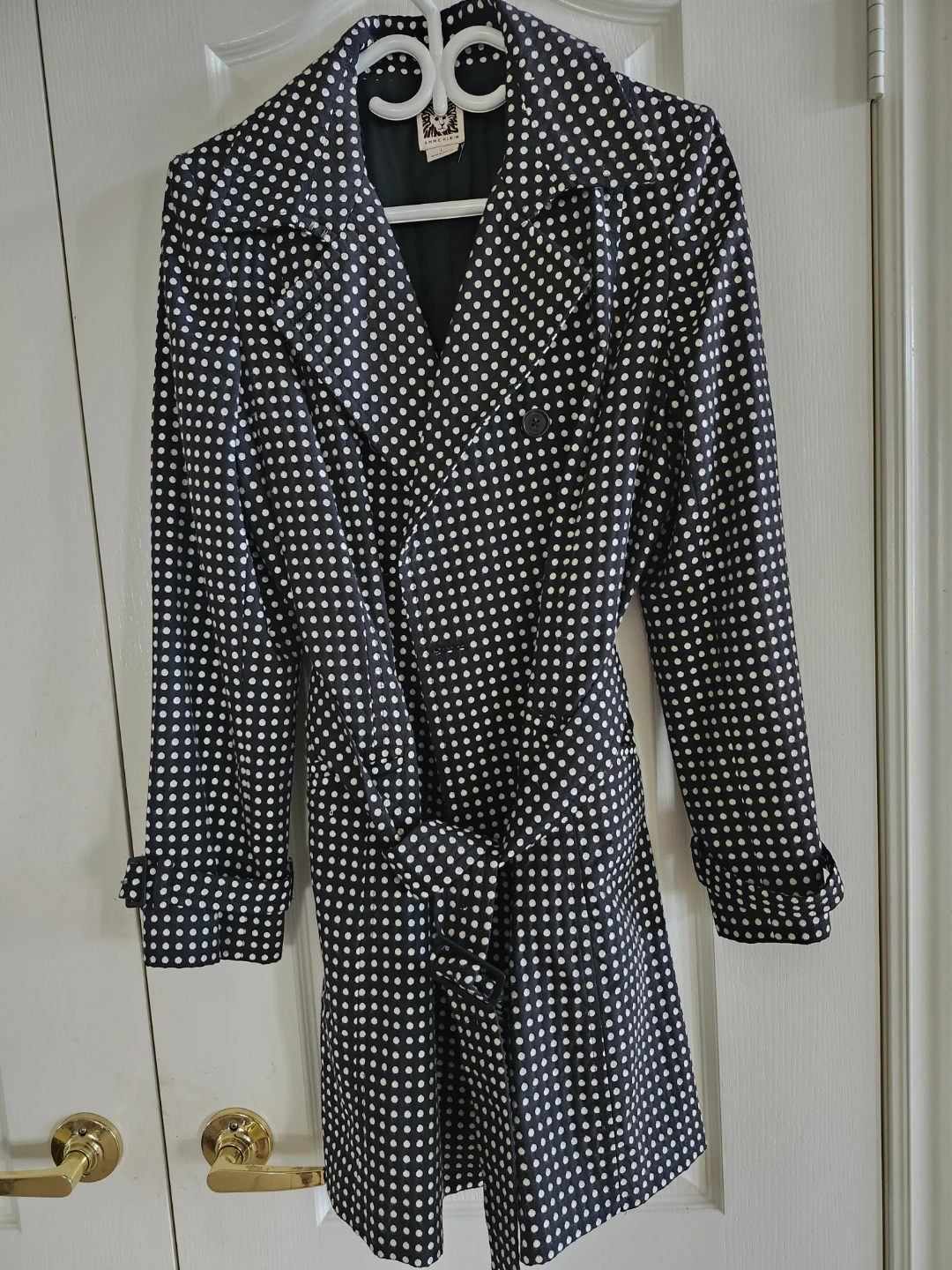 Anne Klein Polka Dot Trench Coat Size L
