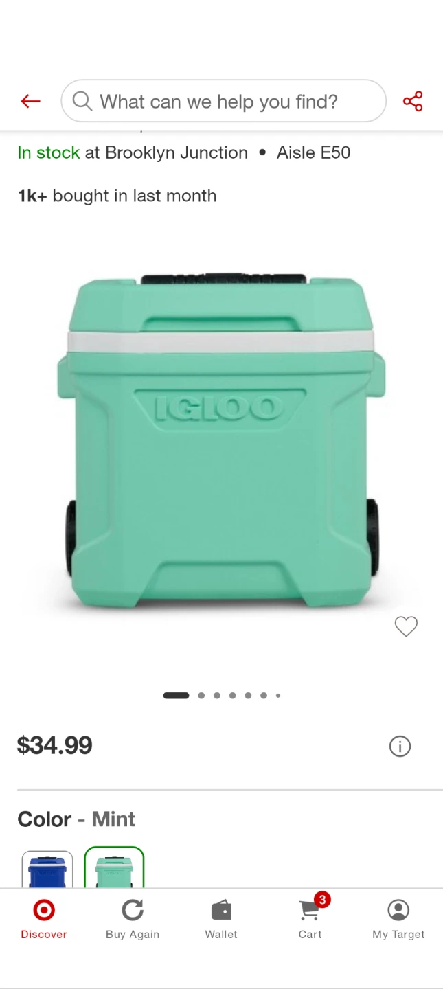 Igloo Rolling Cooler - Mint