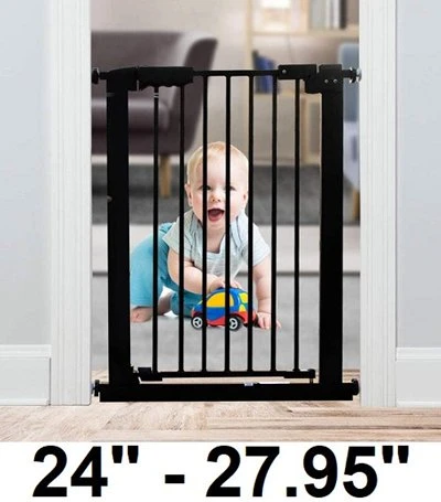 WALK-THRU METAL SAFETY GATE - 24.80" - 27.95" - BLACK