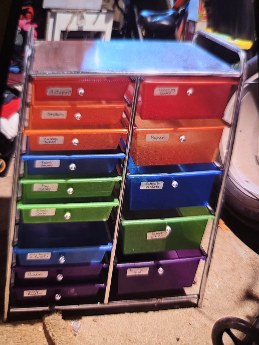 12 Drawer Storage Cart with Labels