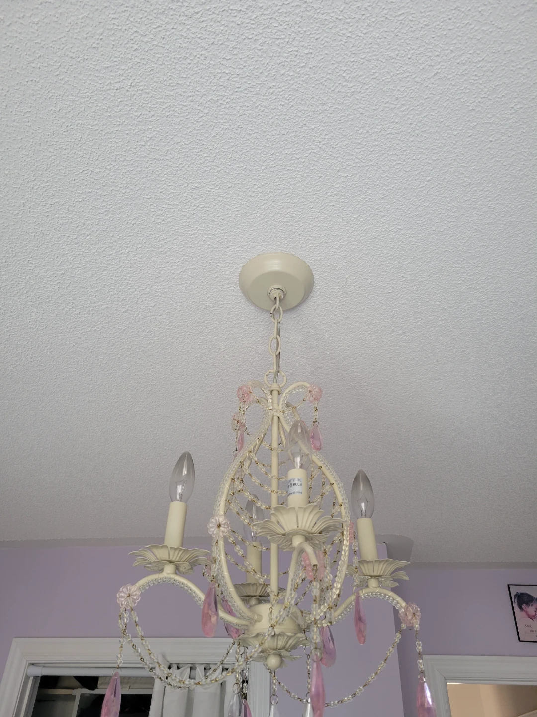 Cream Chandelier with Pink Crystal Accents - photo 2