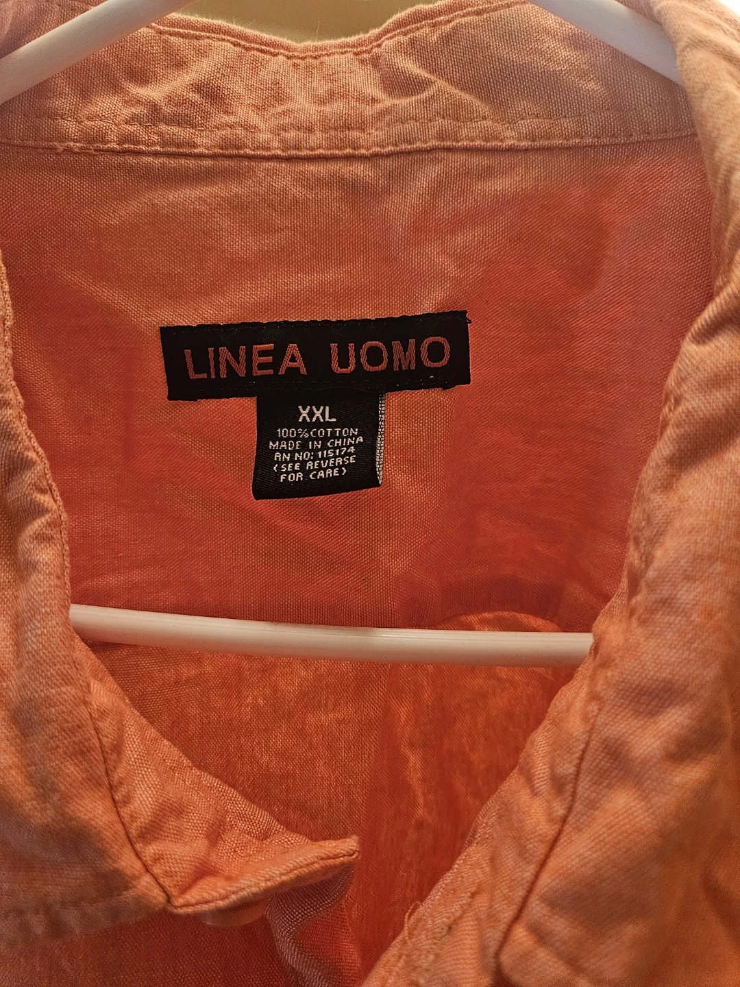 Linea Uomo Orange 100% Cotton Short Sleeve Button Up Shirt XXL - photo 2