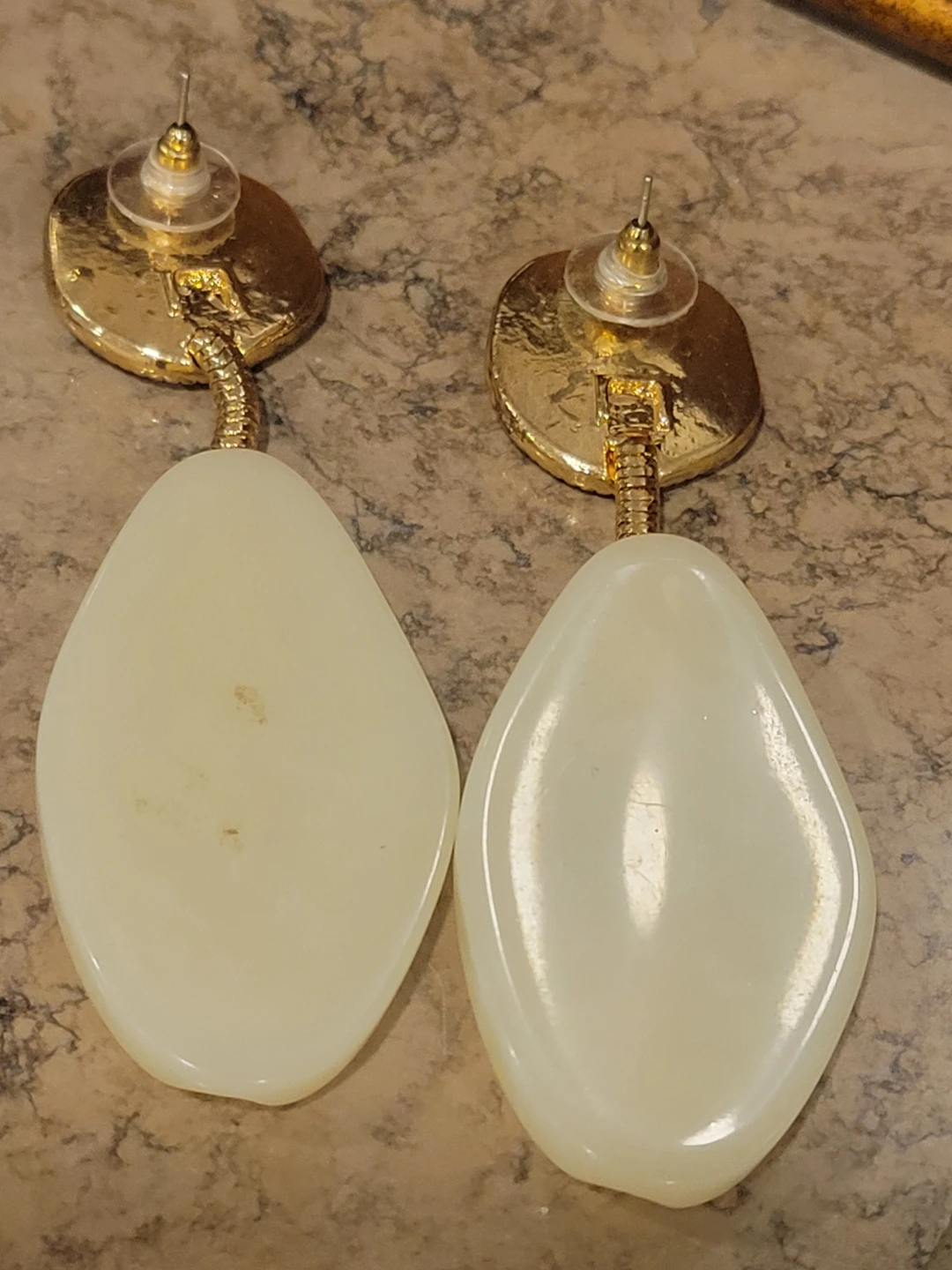 Cream and Mint Oval Drop Earrings - photo 2