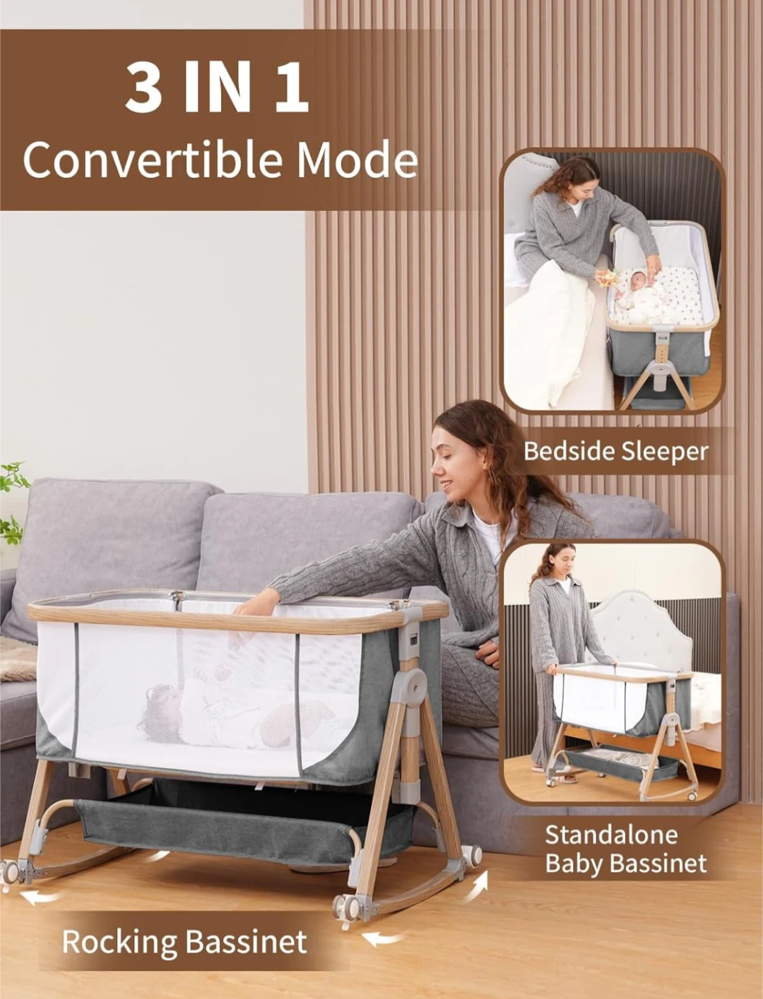 Convertible Baby Bassinet and Bedside Sleeper - photo 3