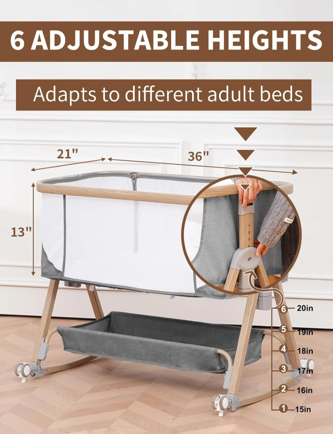 Convertible Baby Bassinet and Bedside Sleeper - photo 5