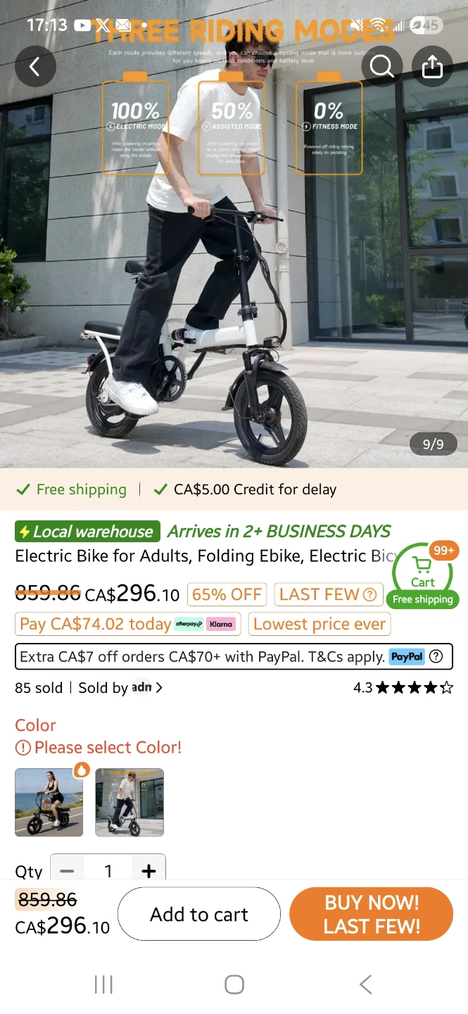 White Folding Electric Bike - photo 2