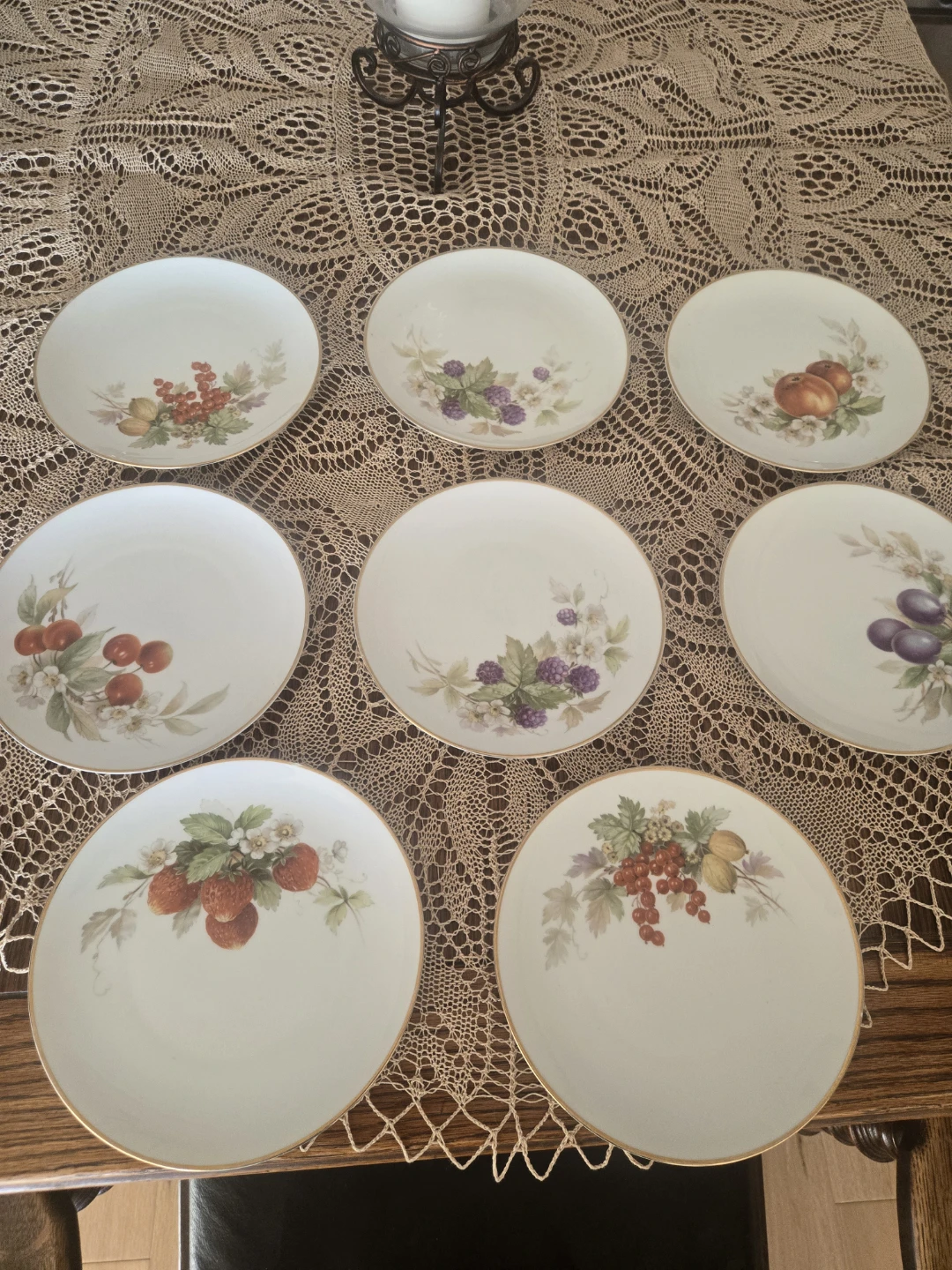 Hutschenreuther Selb Bavaria Fruit Dessert Plates Set of 8