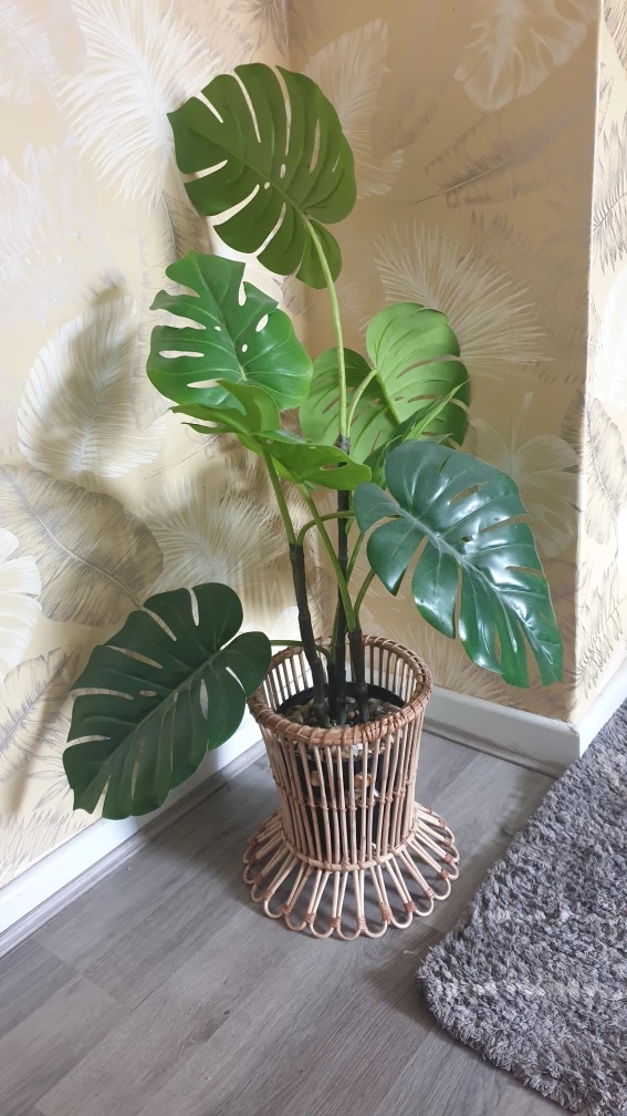 Artificial Monstera Plant in Rattan Pot