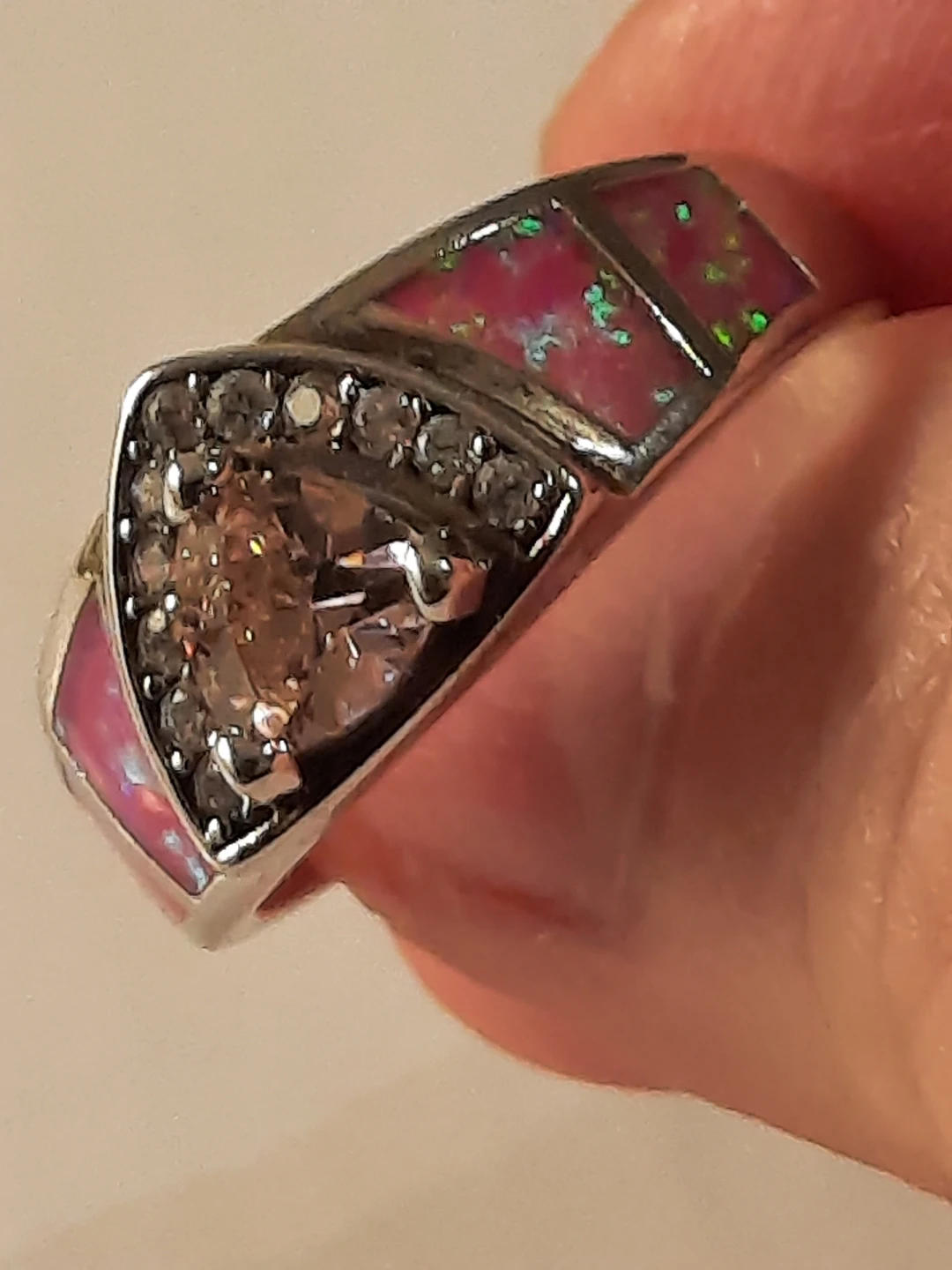 10K Gold Ring with Opal Inlay and Center Stone - photo 3