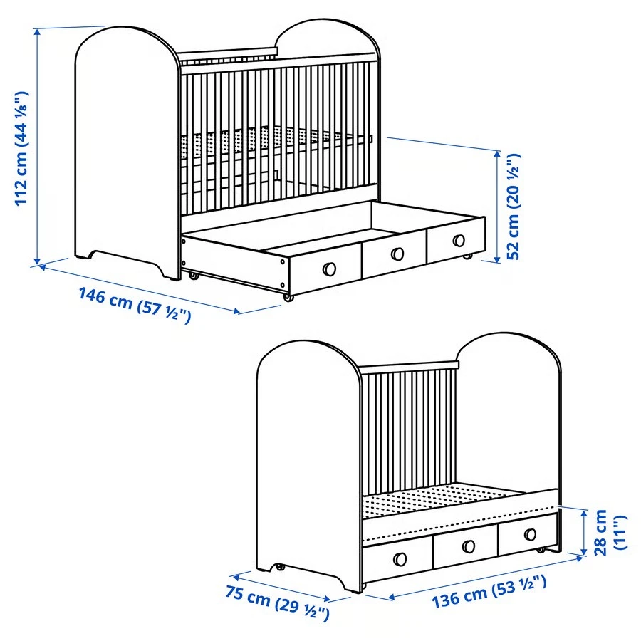 FREE - IKEA White Baby Crib with Drawer Storage - photo 4
