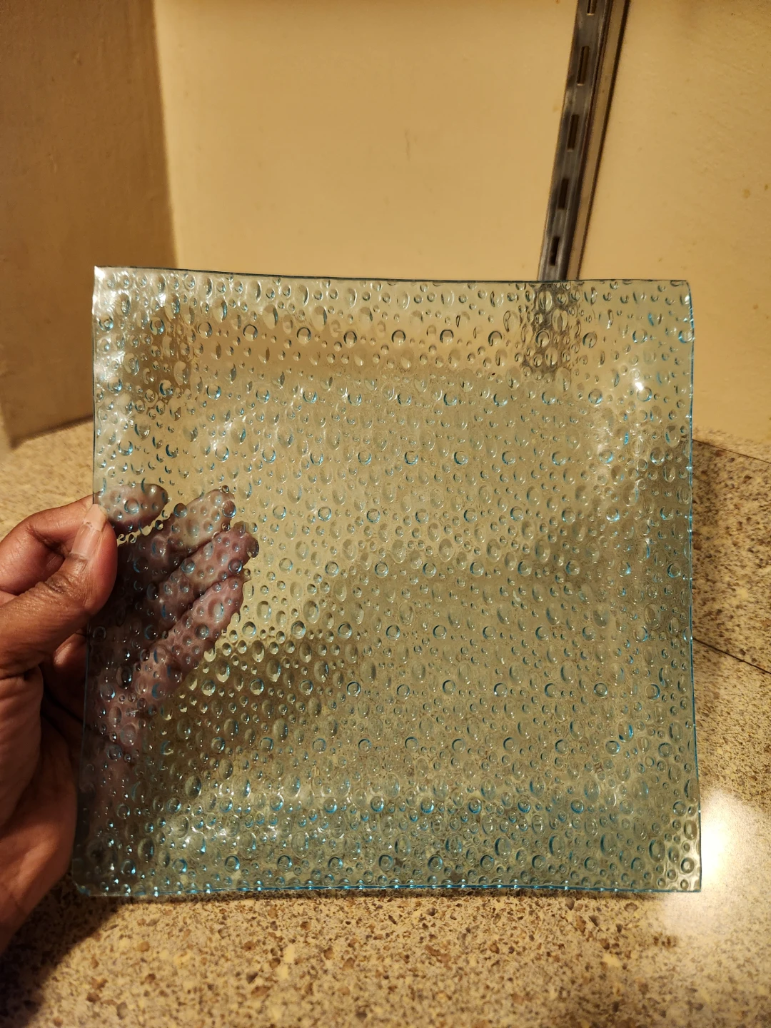 Blue Textured Glass Square Plate