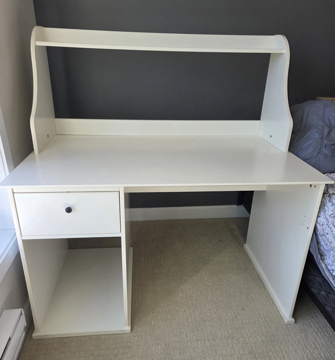 IKEA White Desk with Drawer and Shelf