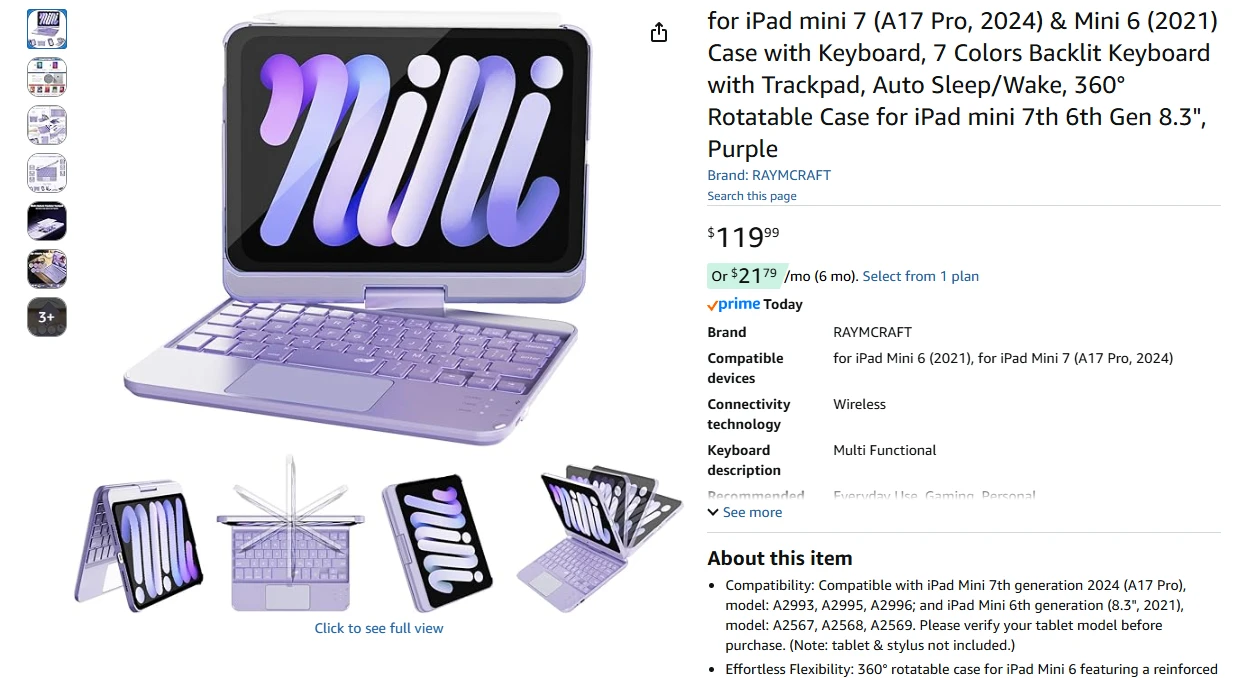 iPad mini 7 Mini 6 Case with Keyboard BNIB - photo 2