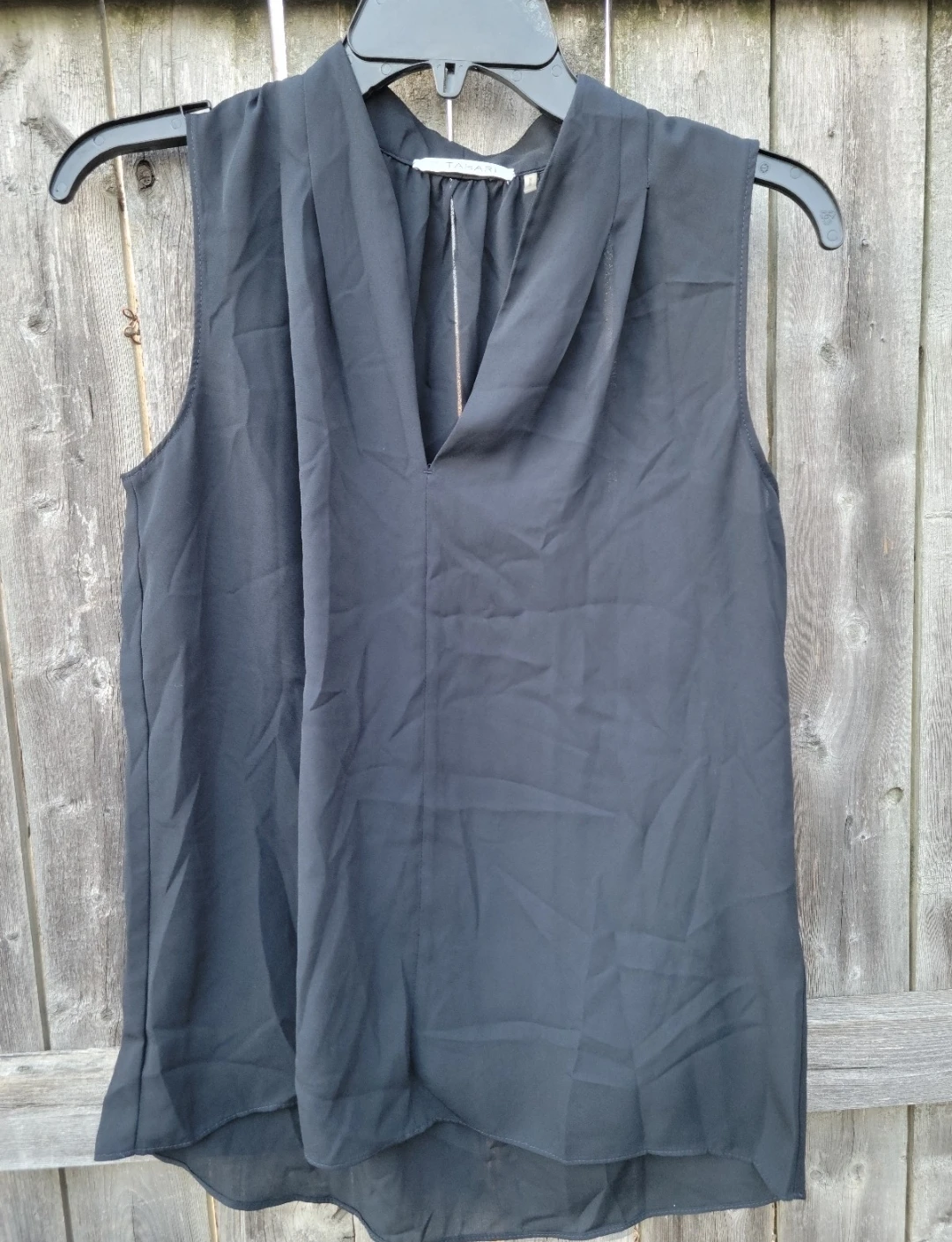 Tahari Black Sleeveless V-Neck Top