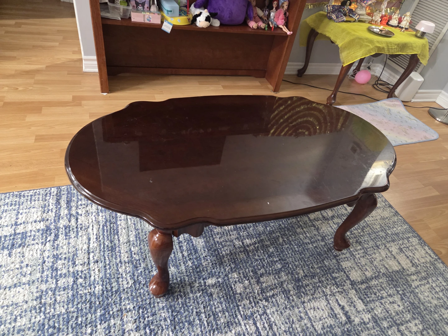 Dark Wood Oval Coffee Table
