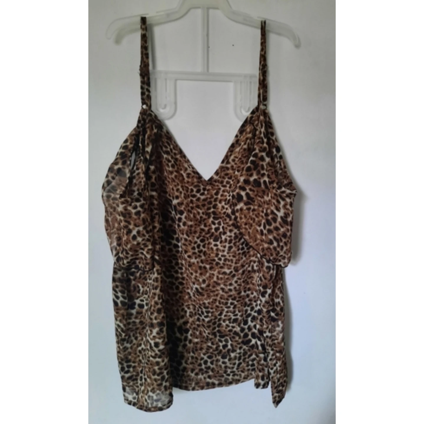 Women's Leopard Print Cold Shoulder Cami Top - photo 2