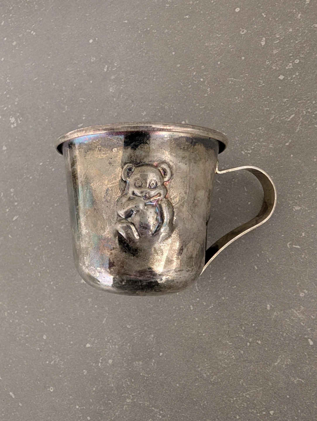 Silver Plated Baby Cup with Teddy Bear