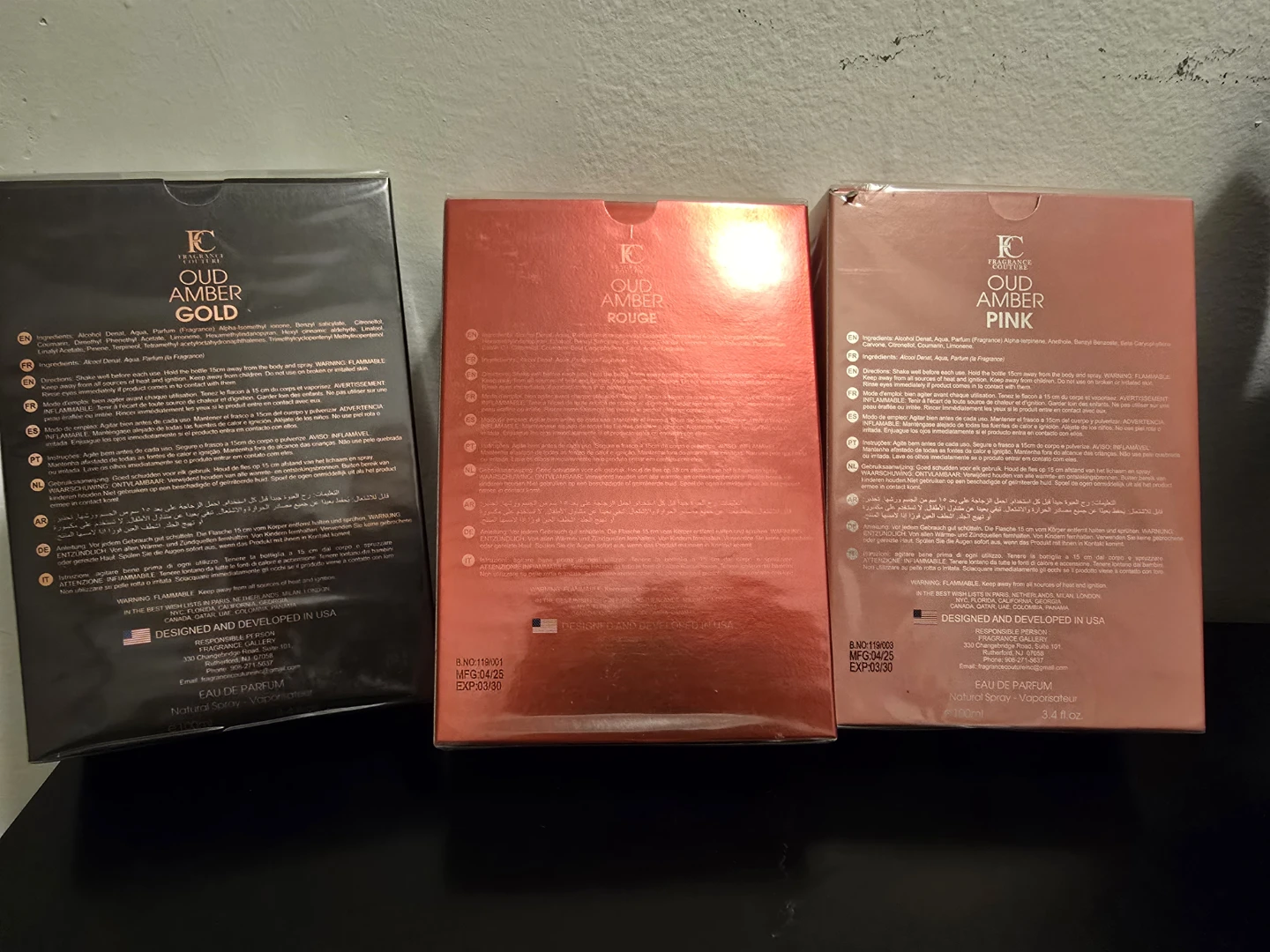 Fragrance Couture Oud Amber Gold, Rouge, and Pink EDP - photo 3