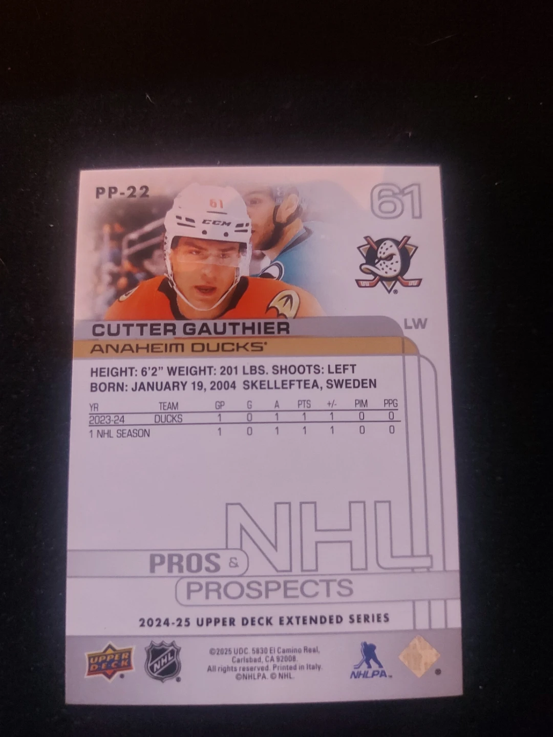 Cutter Gauthier Anaheim Ducks Hockey Card - photo 2