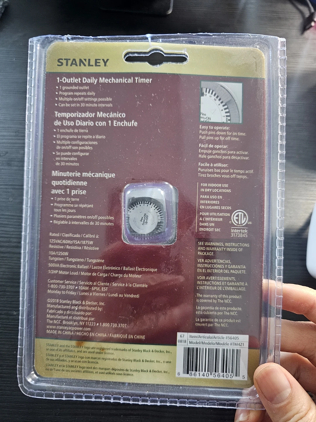 Stanley TIMEIT Mini 1-Outlet Daily Mechanical Timer - photo 5