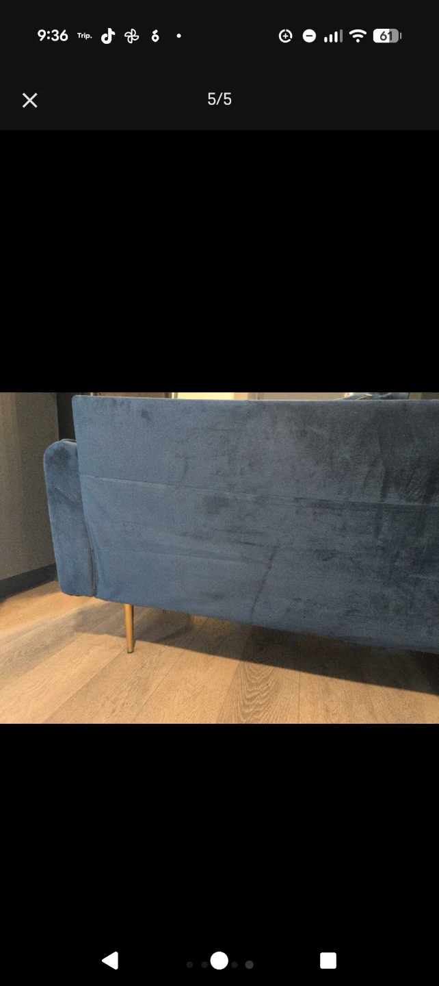 BLUE VELVET COUCH **pending pick up** - photo 5