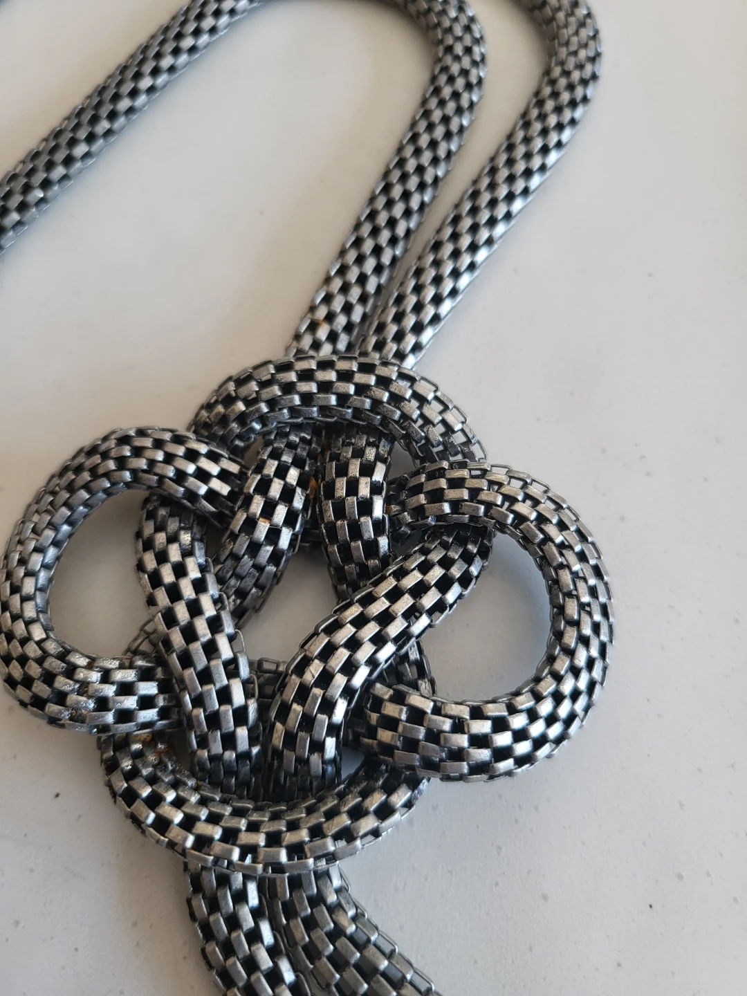 Silver Tone Chain Necklace with Knot Detail - photo 2