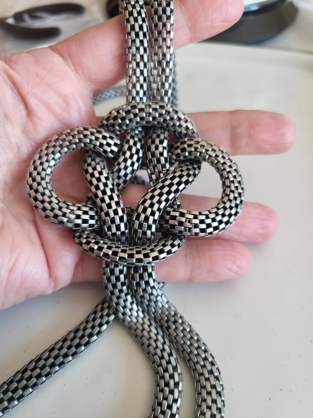 Silver Tone Chain Necklace with Knot Detail - photo 3