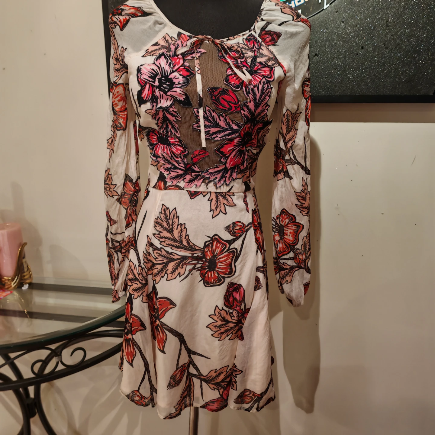 For Love and Lemons Sierra Silk Mini Dress Floral XS - photo 5
