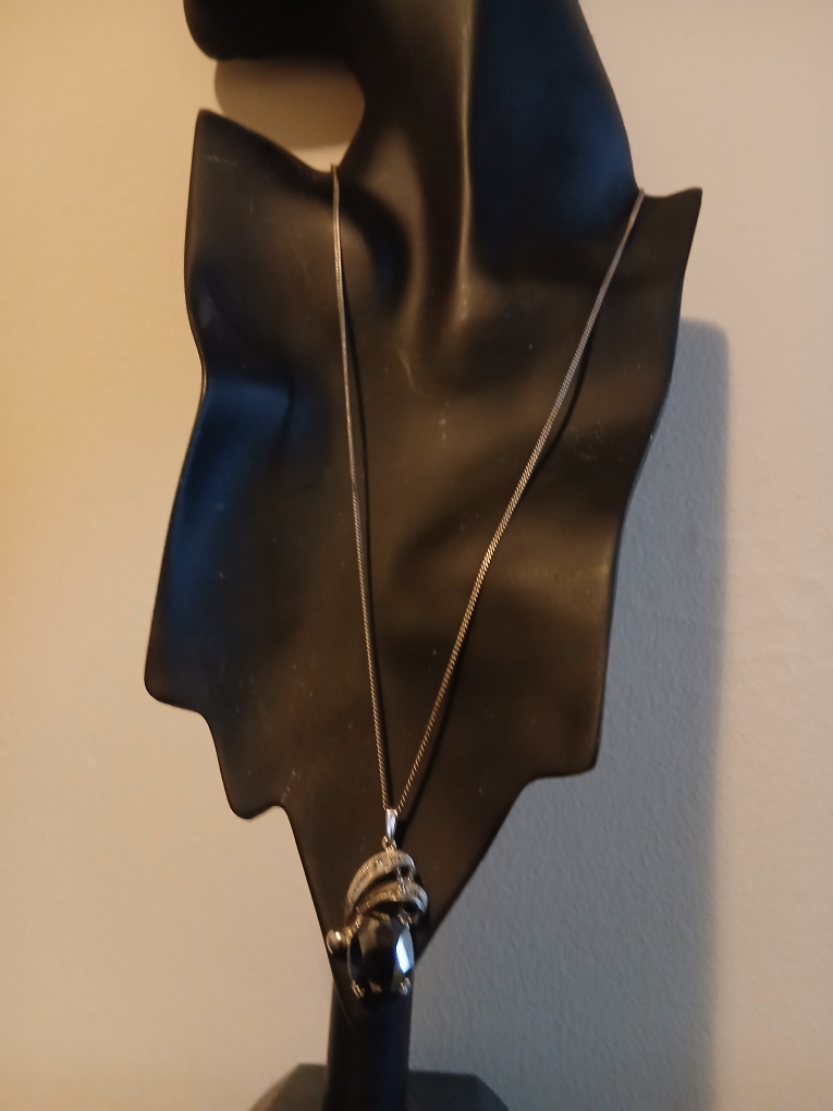 Vintage Sterling silver necklace with hematite pendant - photo 2
