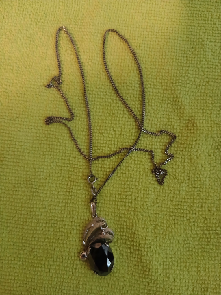 Vintage Sterling silver necklace with hematite pendant - photo 3