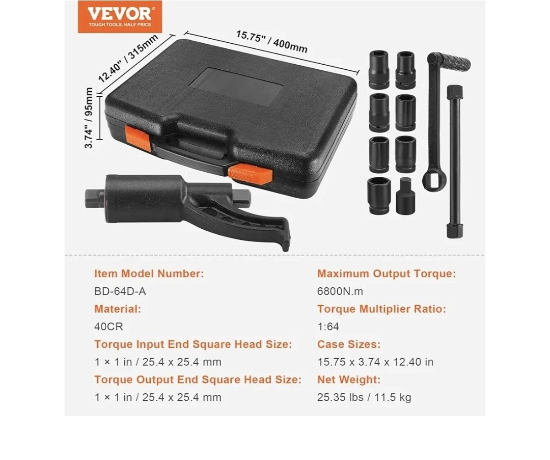 Vevor 1 Inch Drive Torque Multiplier Wrench Set 8 Sockets - photo 2