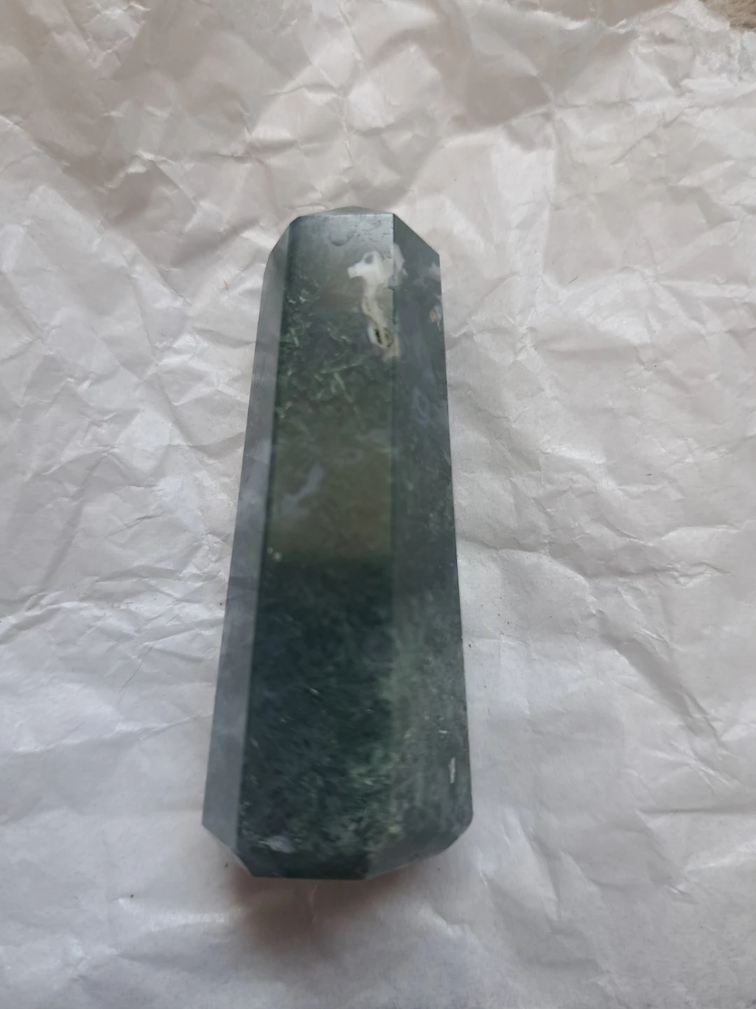 Green Moss Agate Crystal Point