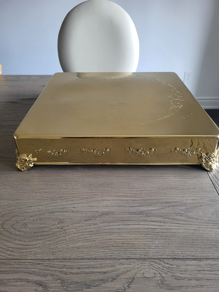 Gold Square Cake Stand with Ornate Feet - photo 3