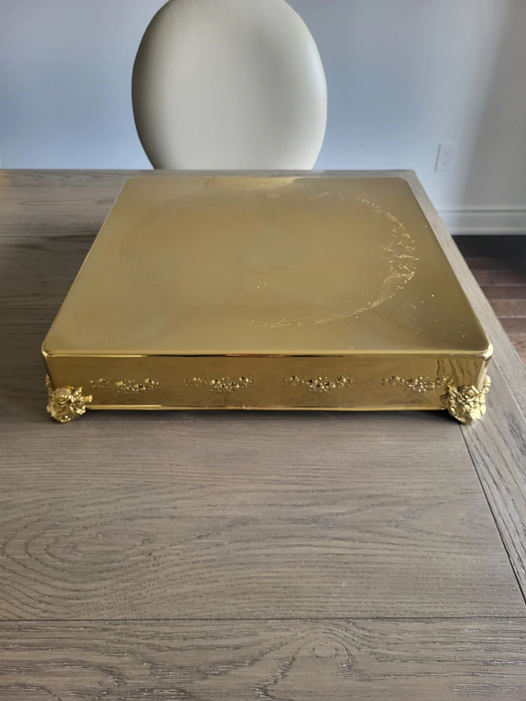 Gold Square Cake Stand with Ornate Feet - photo 4