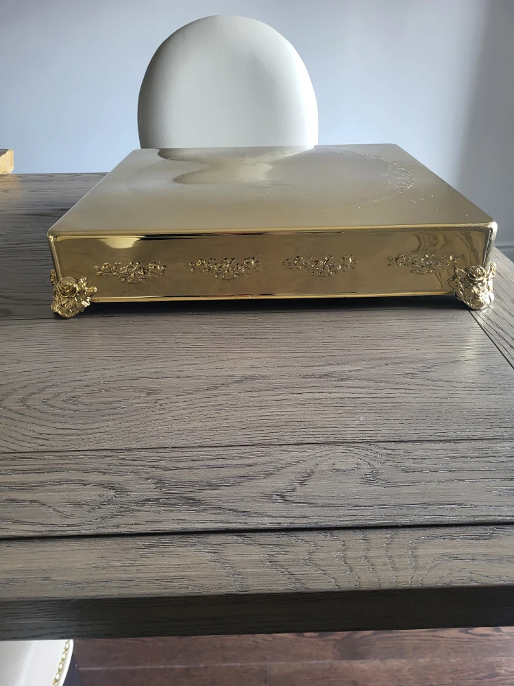 Gold Square Cake Stand with Ornate Feet - photo 5