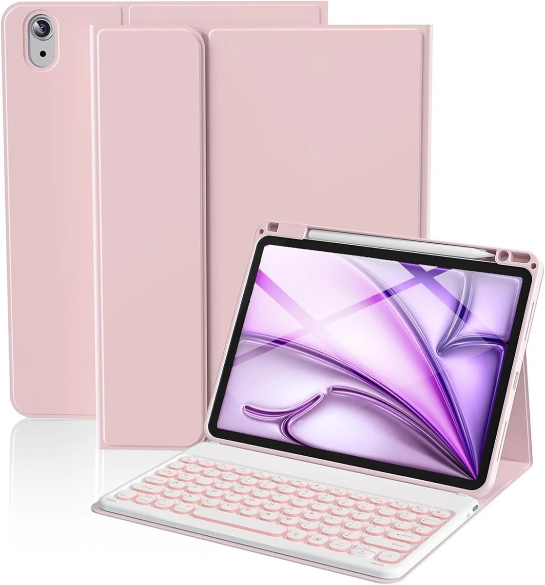 Pink iPad Air 5/4 10.9" Keyboard Case with Pencil Holder