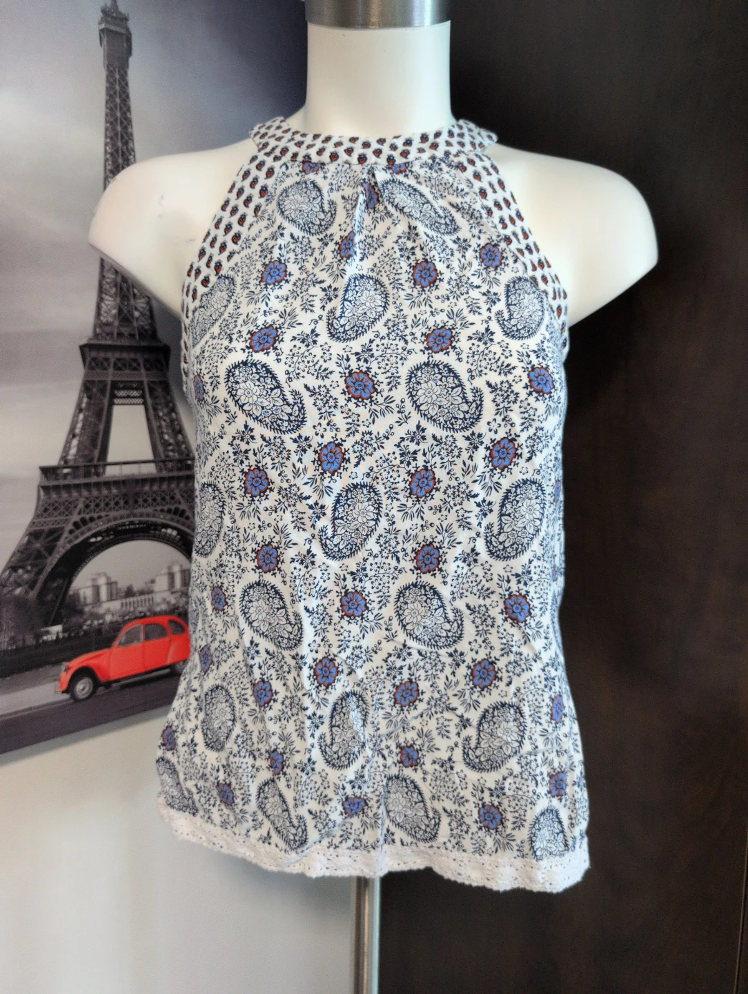 Women's Paisley Print Halter Tank Top