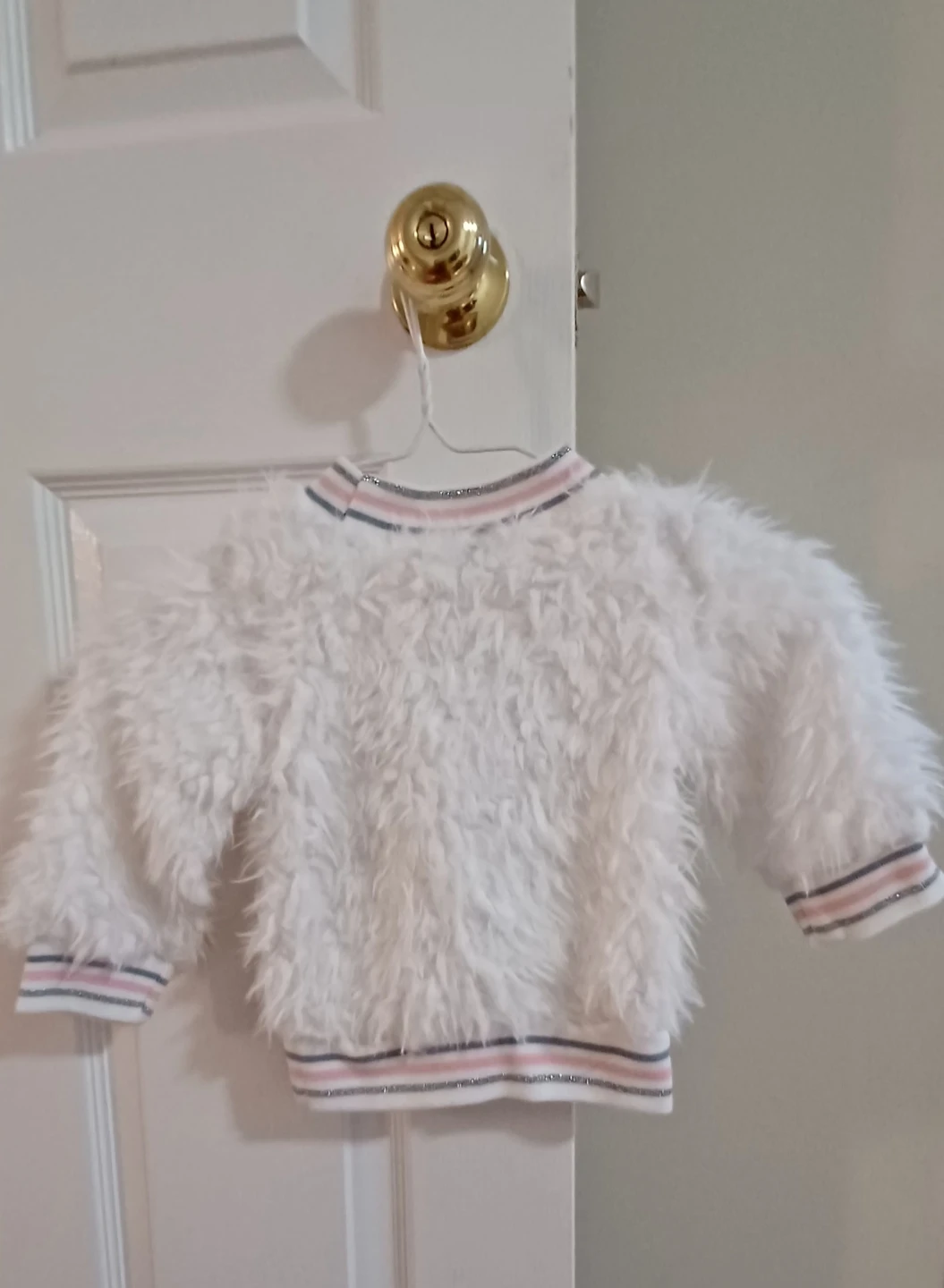 Kids White "Beautiful" Faux Fur Sweater - Size S - photo 2