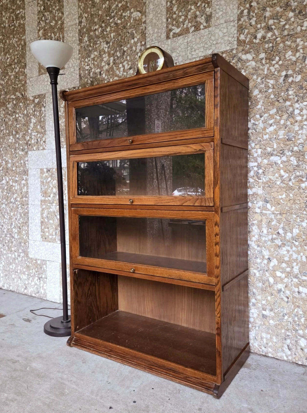 Antique 4 Tier Solid Wood Lawyers Barristers Bookcase