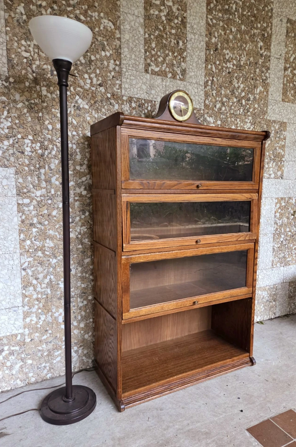 Antique 4 Tier Solid Wood Lawyers Barristers Bookcase - photo 5